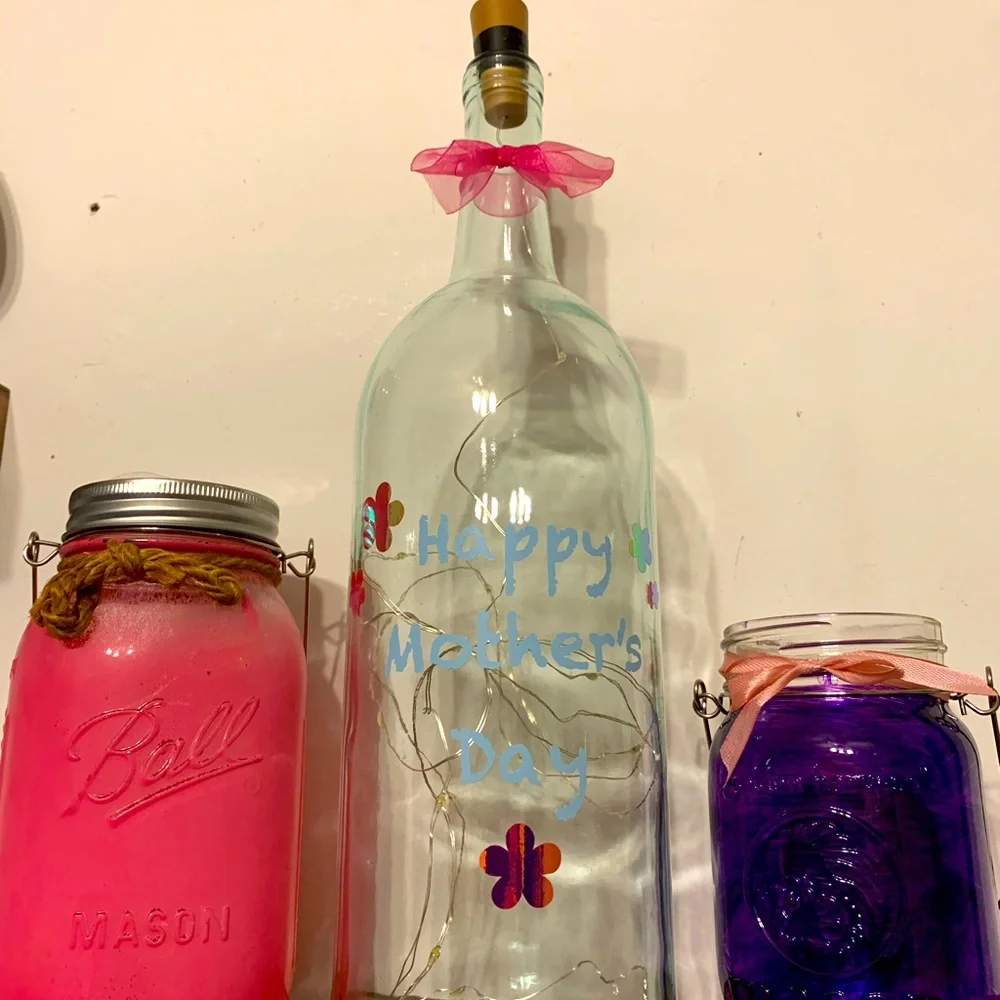 Happy Mother’s Day wine bottle lantern